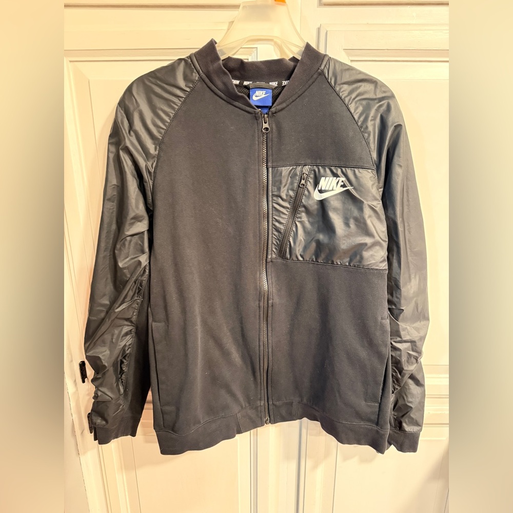 Nike full-zip jersey activewear bomber jacket black